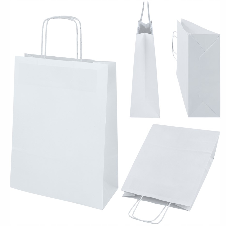 Torba papierowa biała 24x10x32 240x100x320 25sz A4 Marka Allbag