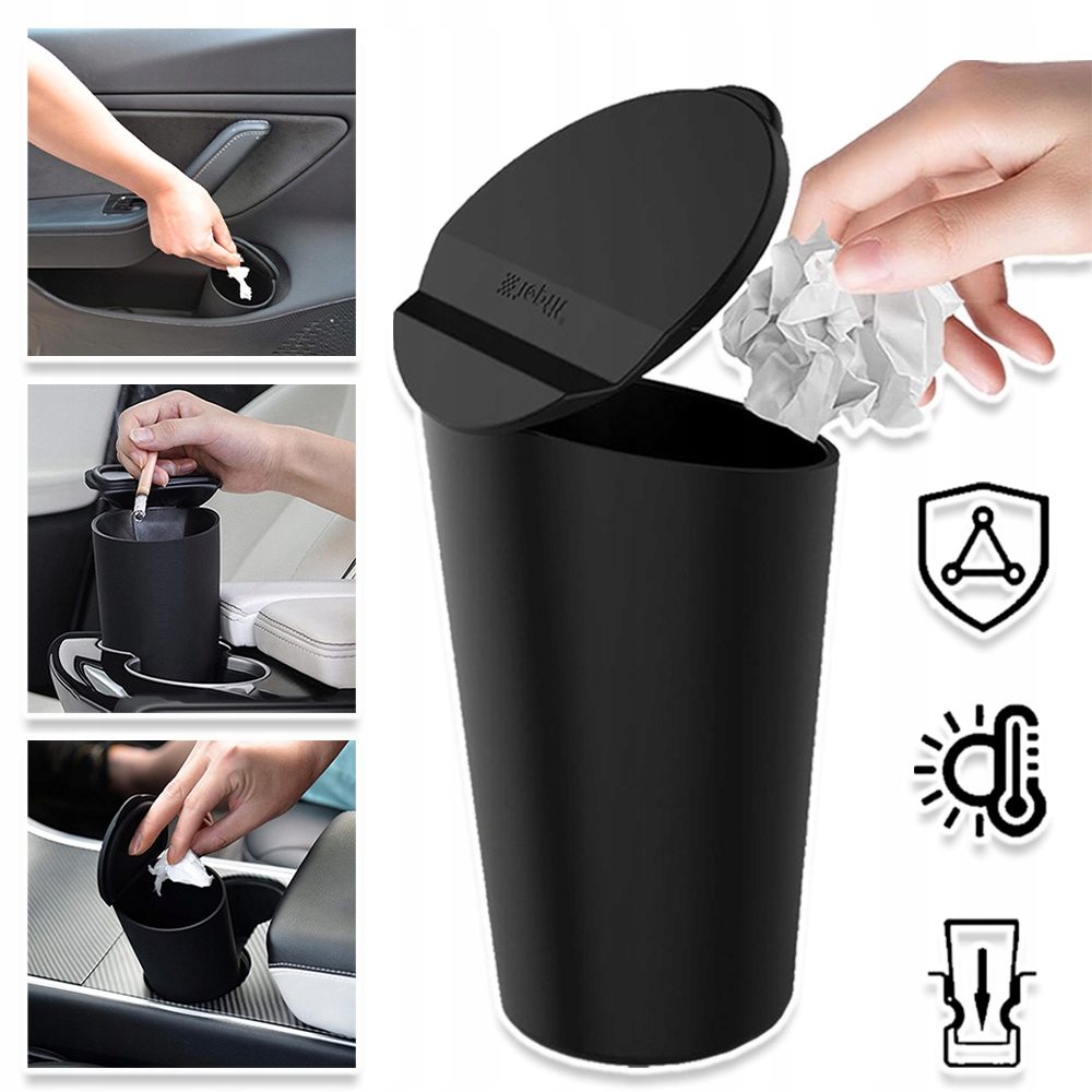 Levně Odpadkový Koš Do Auta S Víkem Malý Černý 0.4L K Psacímu Stolu, Kanceláře