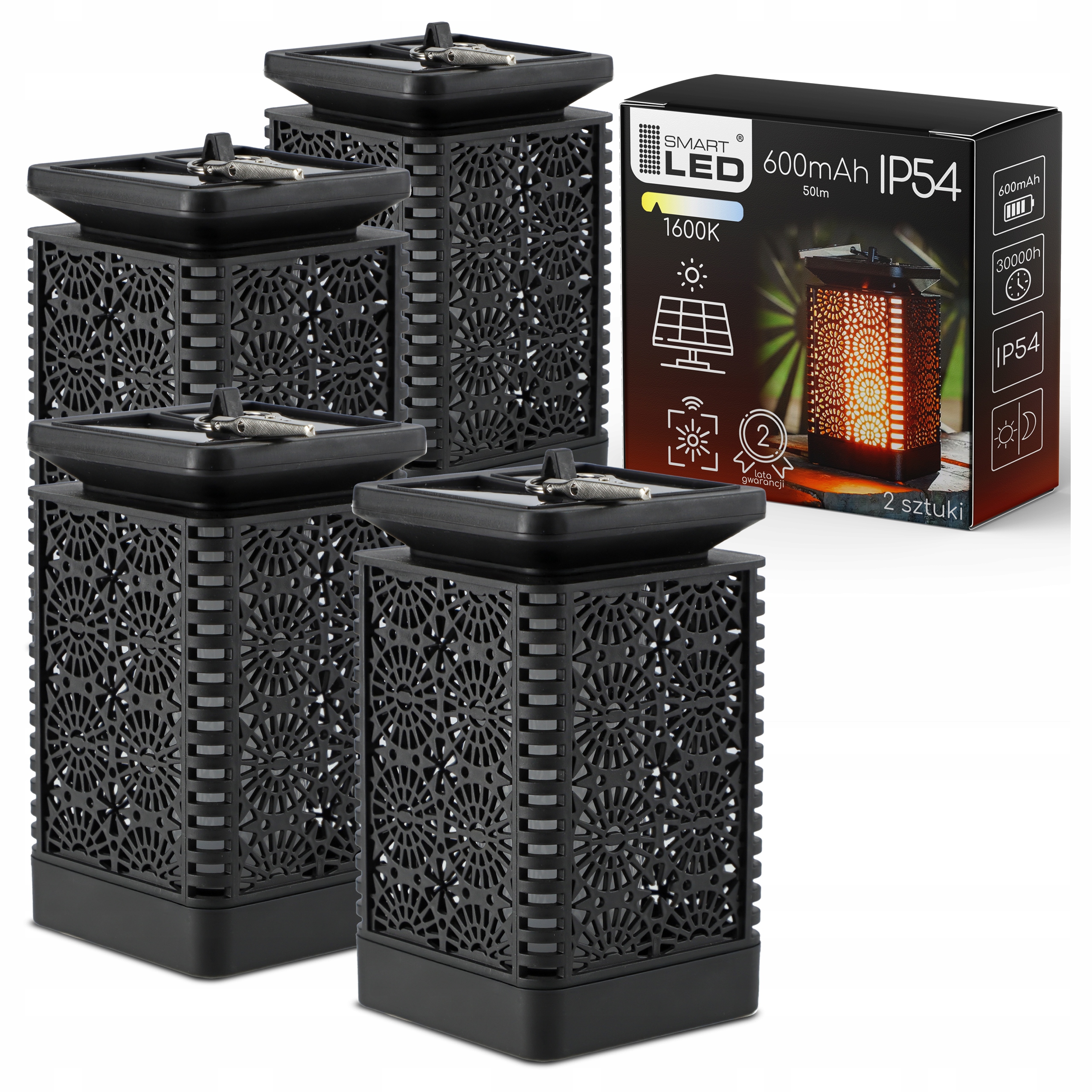 Solární Zahradní Lampa Led Závěsná stojící lampa Efekt plamenů Lucerna