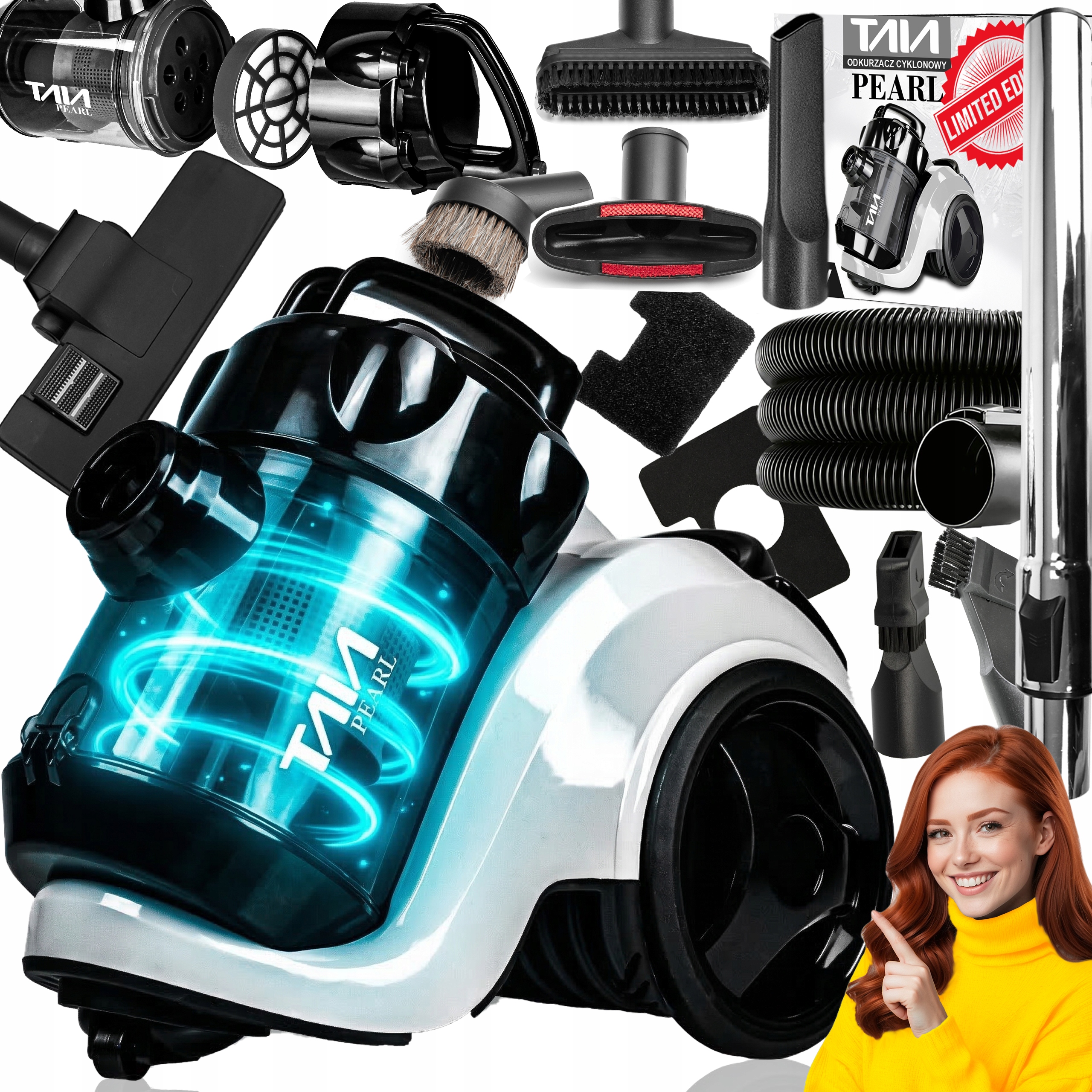 Odkurzacz Cyklonowy Bezworkowy Filtr Hepa Taia Peral Limited Edition Turbo