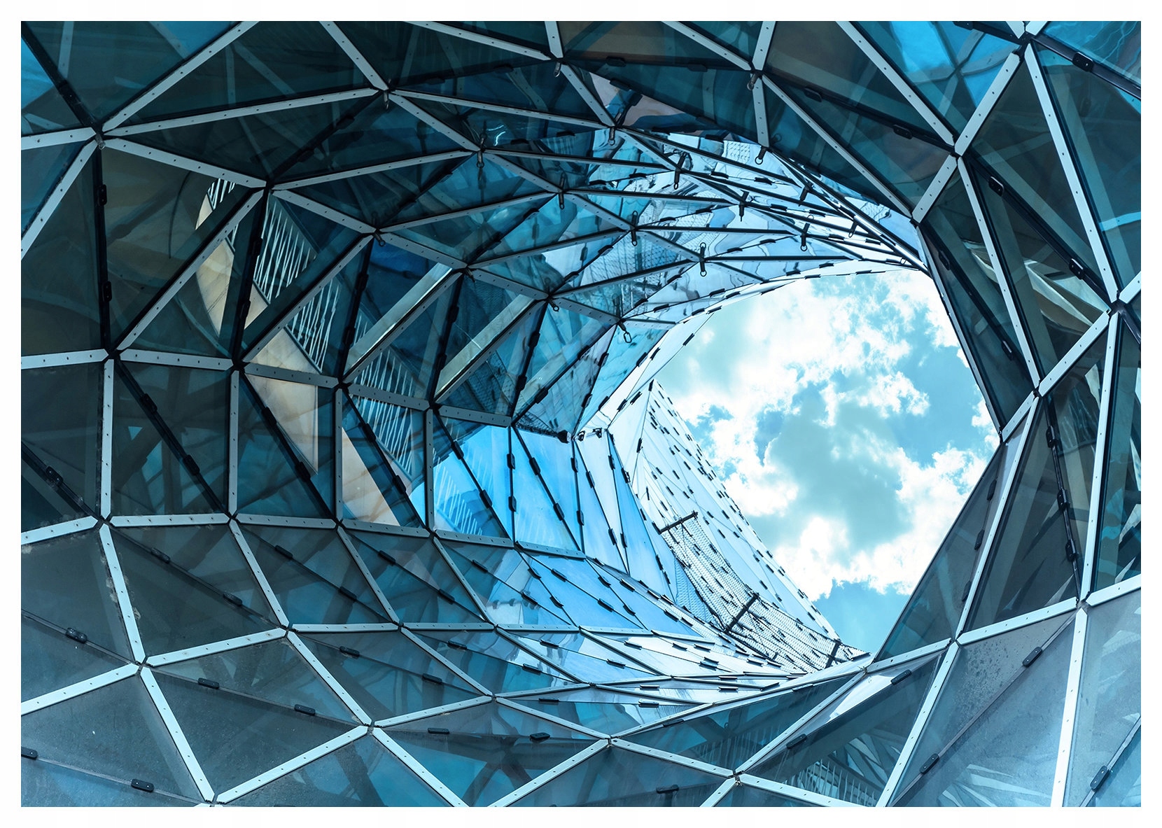 Vliesová fototapeta Geometrie oblohy s mraky a panely 254x184 lepidlo