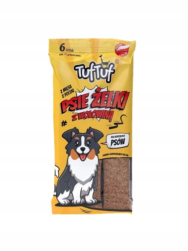 13 x Pamlsky Pro Psa TufTuf Psí Želé Proužky S Hovězím Masem 6 Ks.