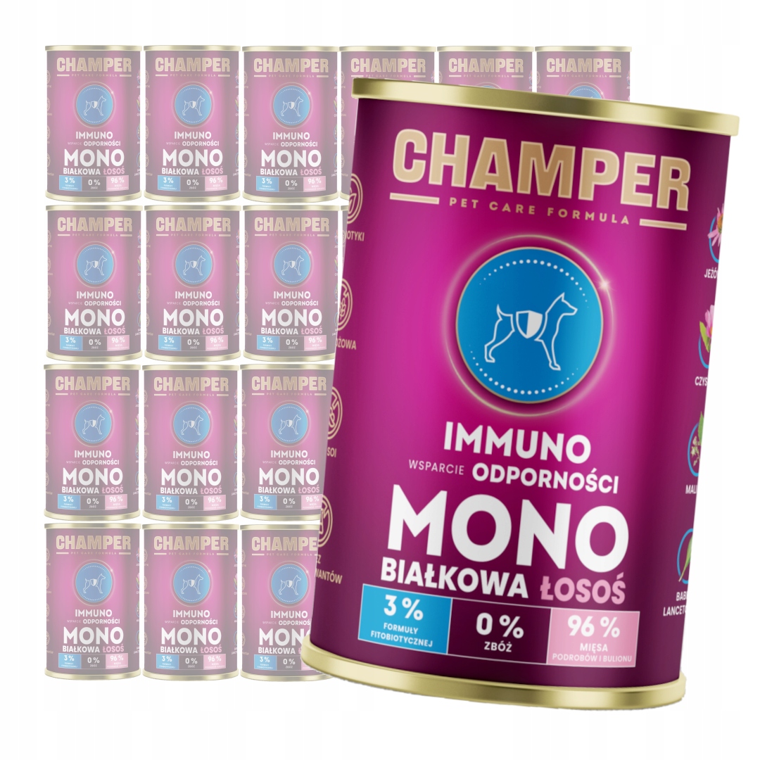 Levně Champer Immuno Monoproteinové 24x400g Vlhké Krmivo pro psy s lososem