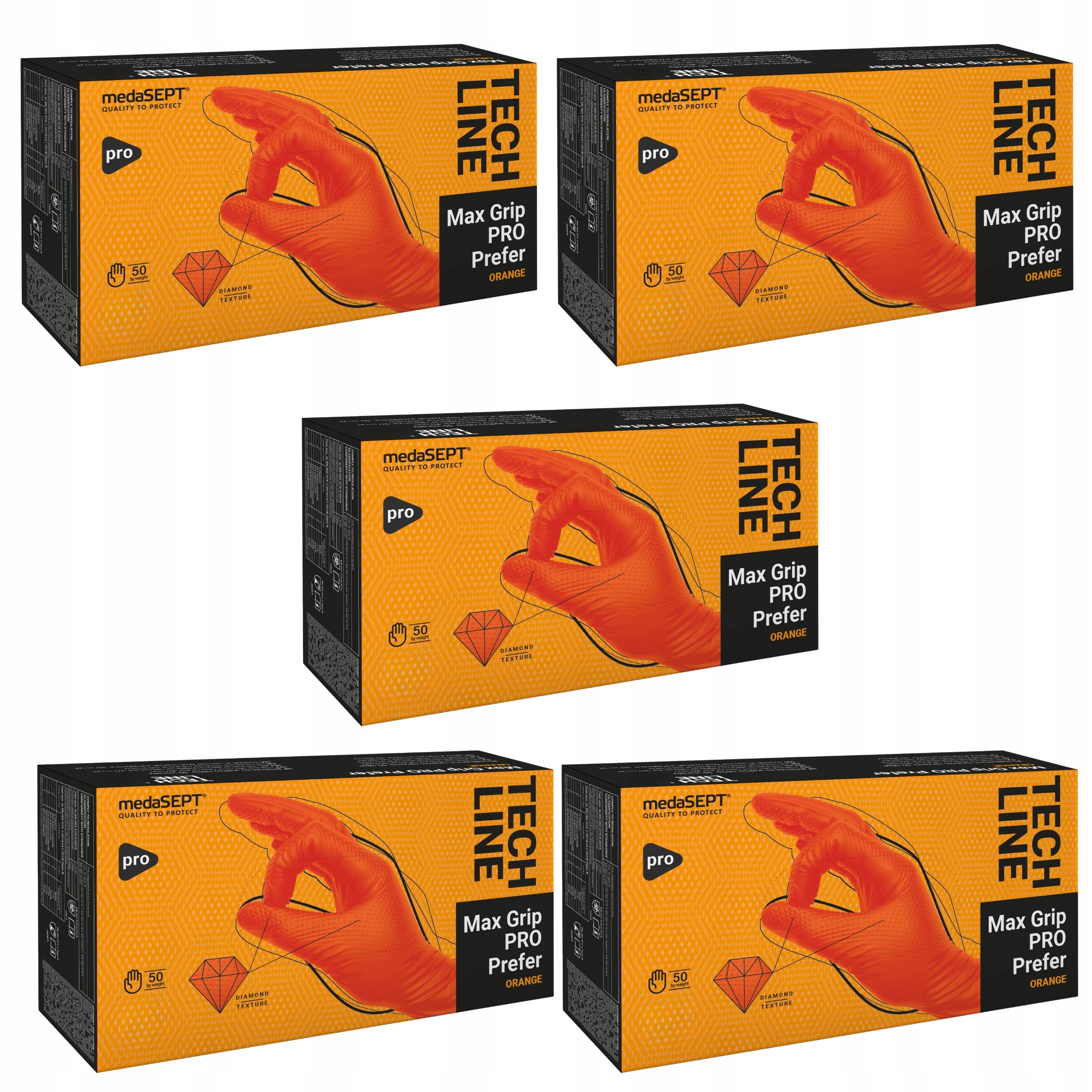 Rękawice Nitrylowe Medasept Max Grip Prefer Mocne Pomarańczowe XXL 250 szt