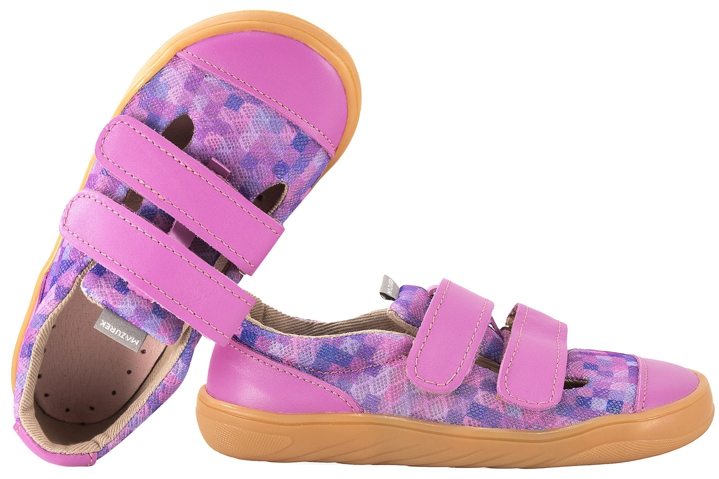Mazurek Slipper Diamond Barefoot Skórzano-tekstylne Półbuty Kapcie róż 32