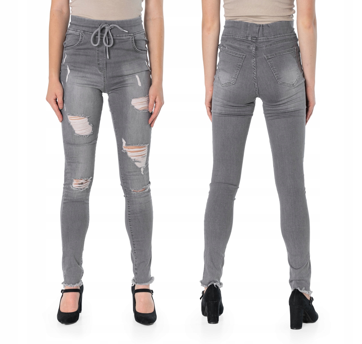 

Spodnie Jeans Rurki Damskie Wysoki Stan 9021A-2 38