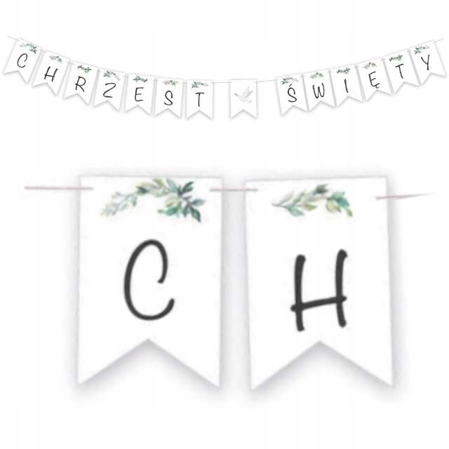 BANER girlanda CHRZEST ŚWIĘTY gołąbek DŁUGA IHS
