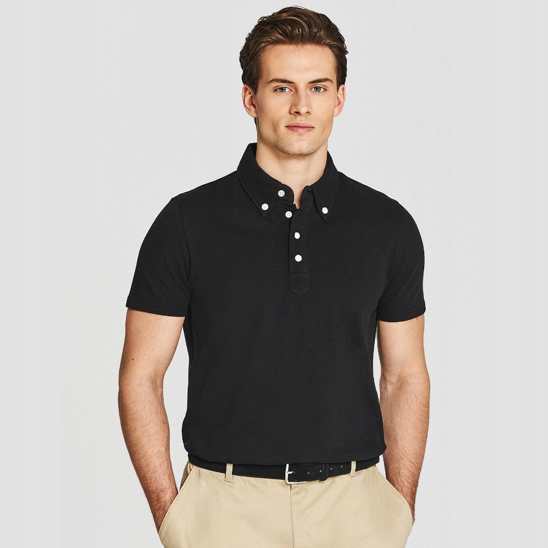Černé polo tričko s připínacím límečkem Pako Lorente vel XXL