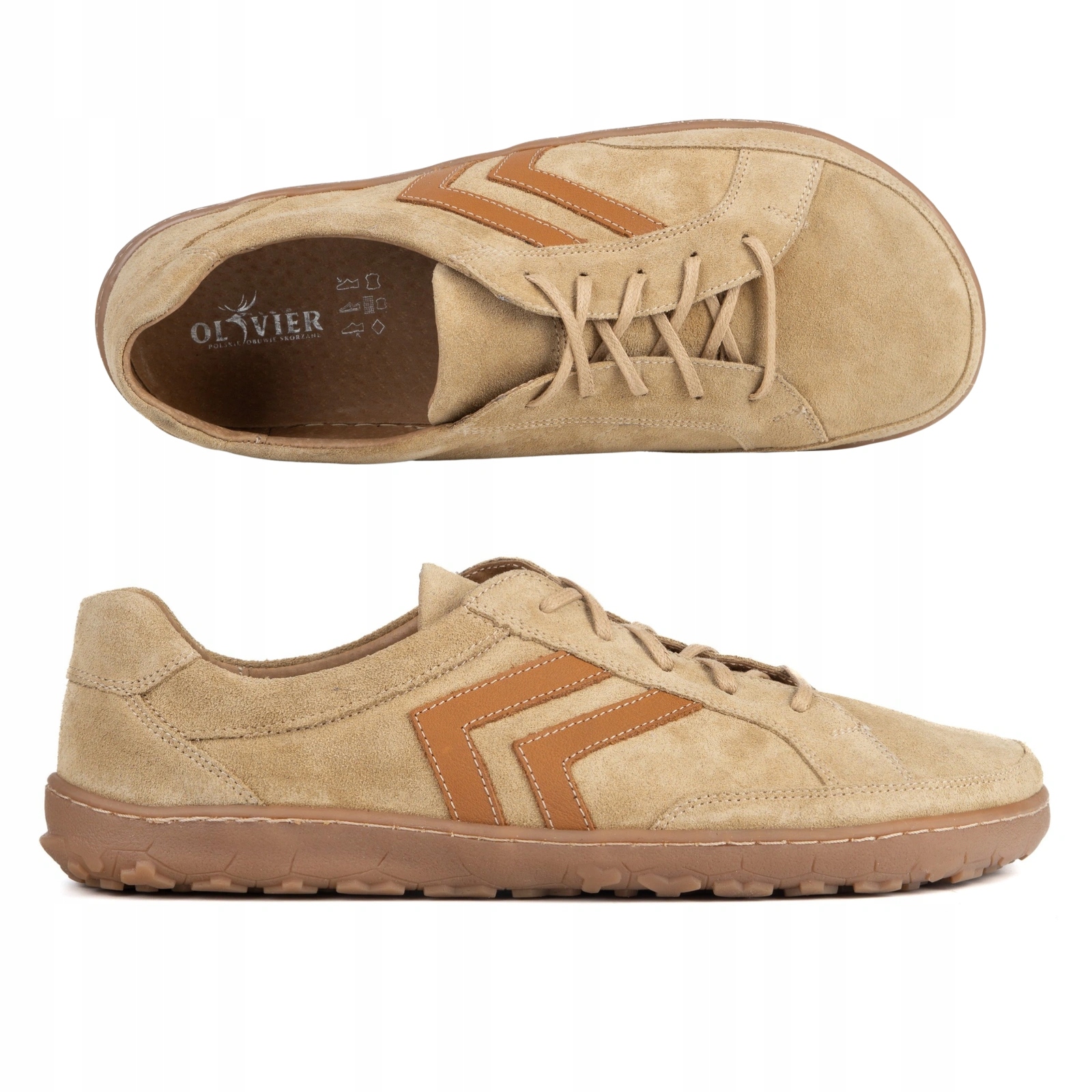 Pánské kožené barefoot boty Pivot zero drop anatomická špička béžová 38