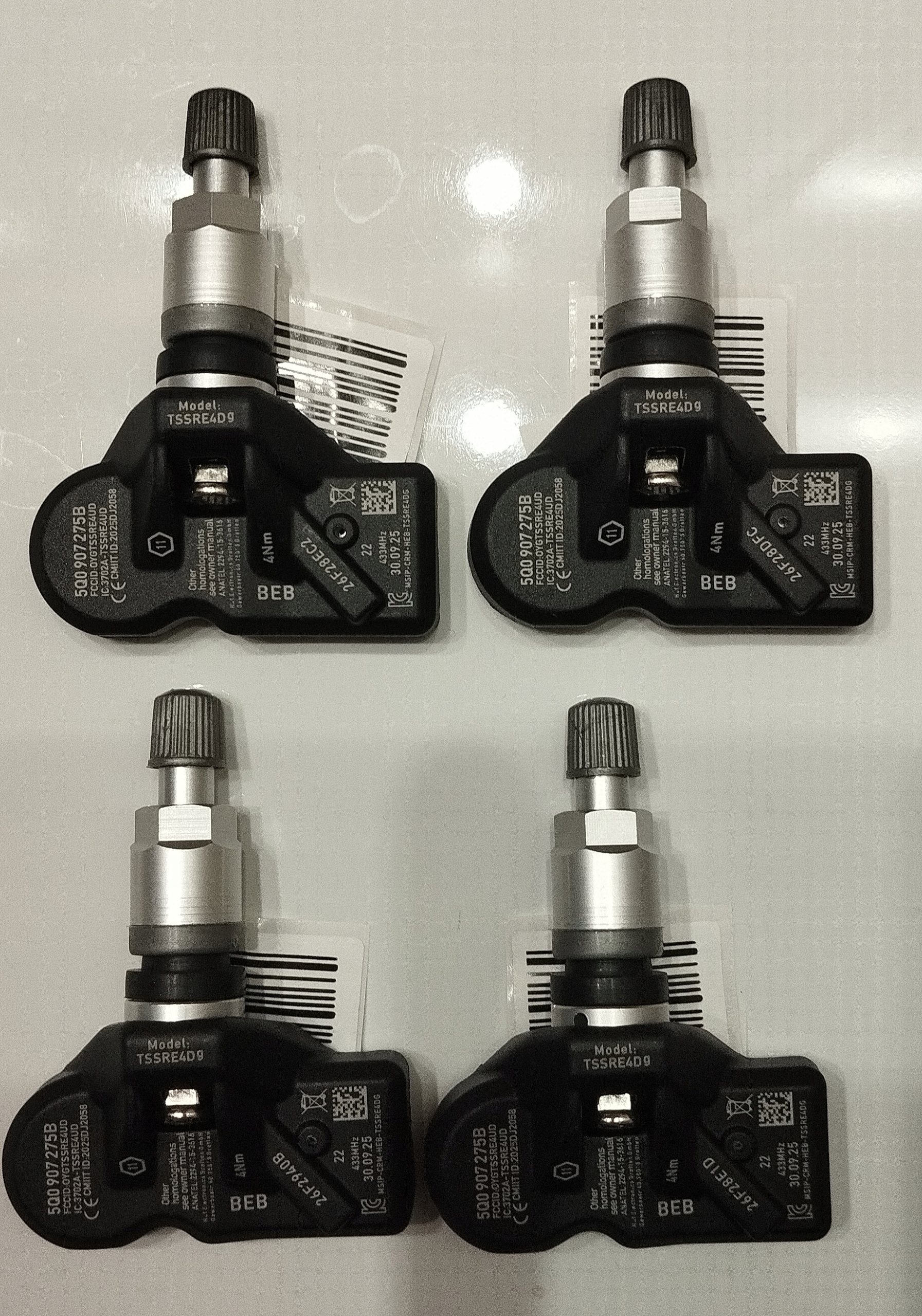 4 X Snímač tlaku pneumatík Tpms 5Q0907275B Audi Bentley Bentayga Porche Vw
