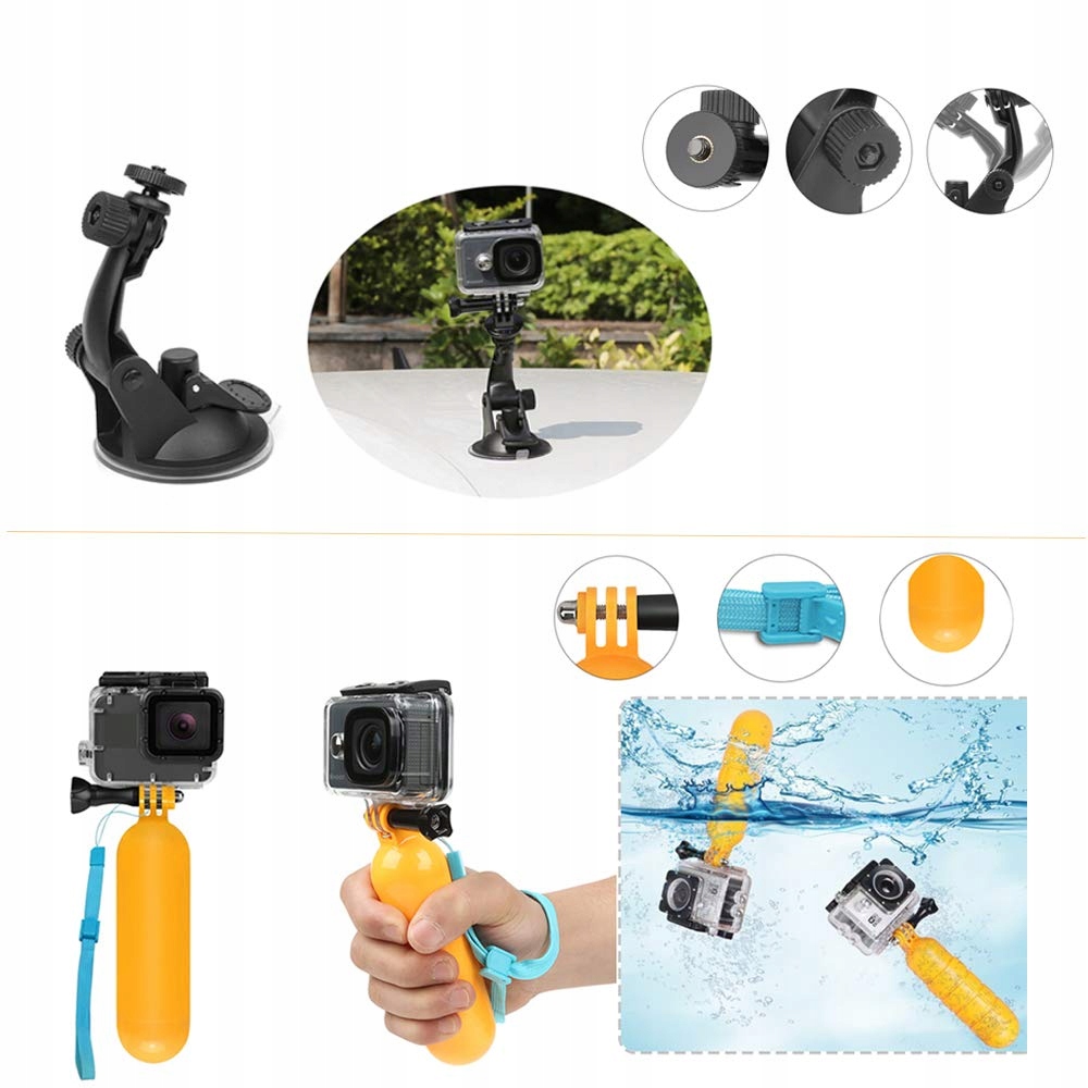 D&F Zestaw Akcesoriów Do Kamer Sportowych Gopro Hero SJCAM YI AKASO — miniatura 4