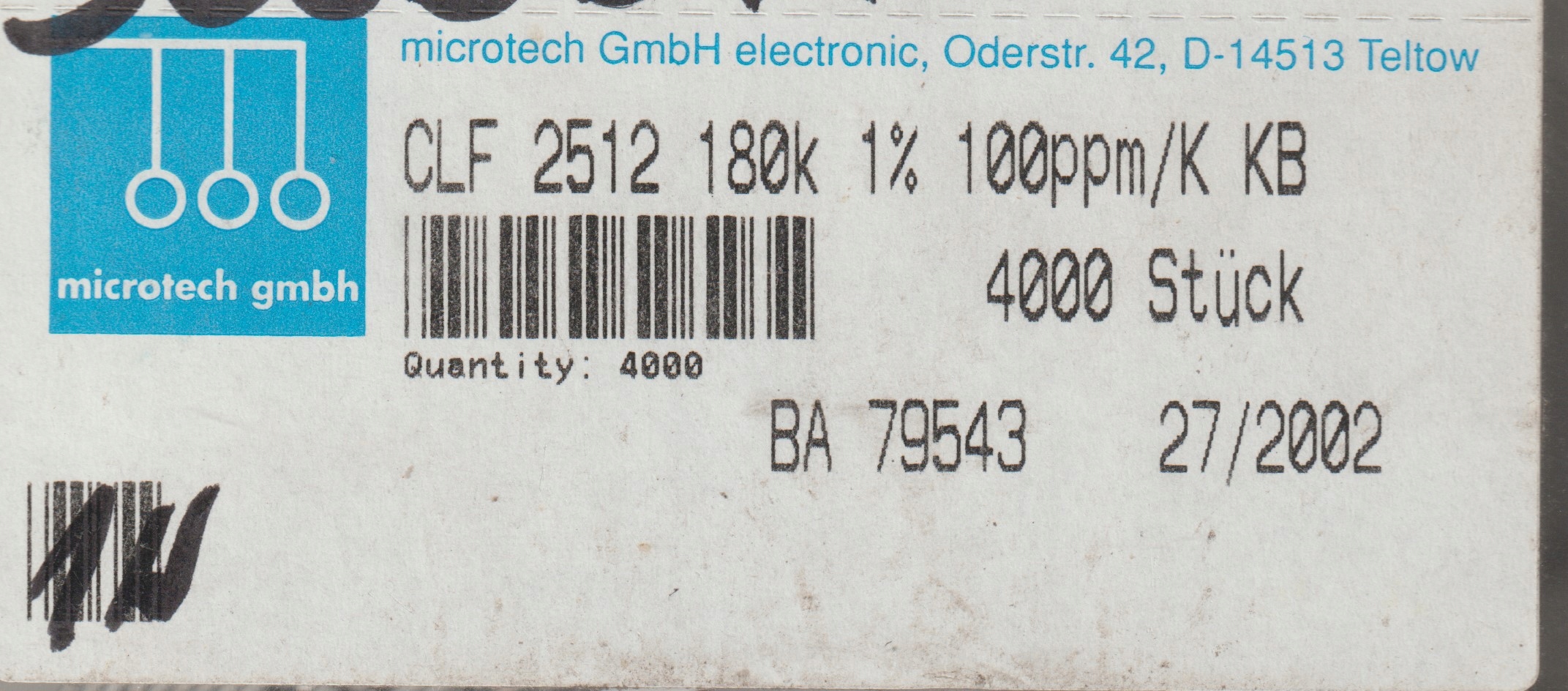 [20szt] 180K 1% 100ppm 1W rezystor Smd 2512 Microtech