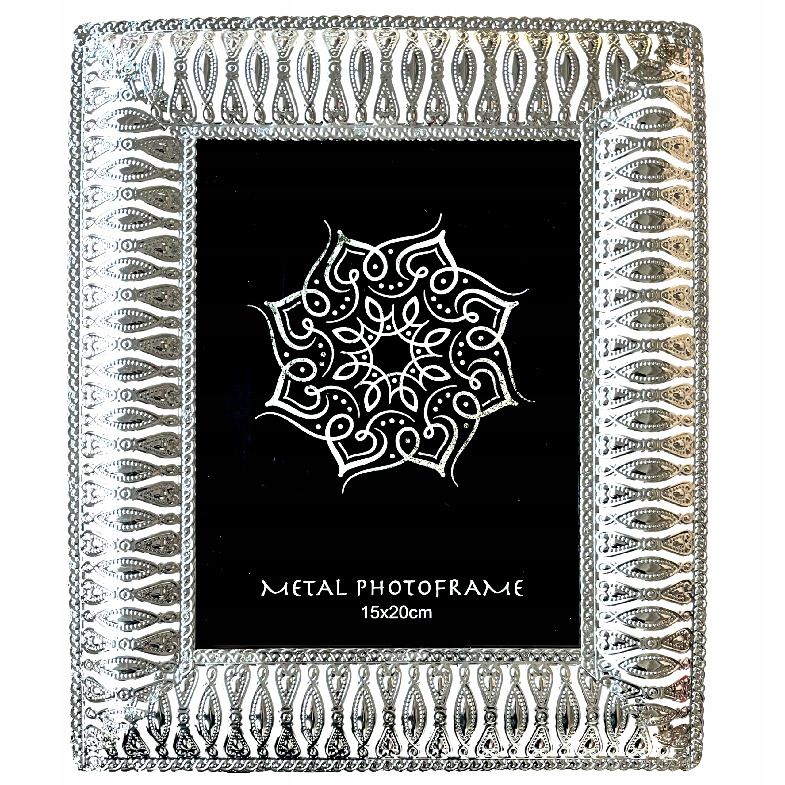 

Ramka na zdjęcia 15x20cm Metalowa Ozdobna Srebrna