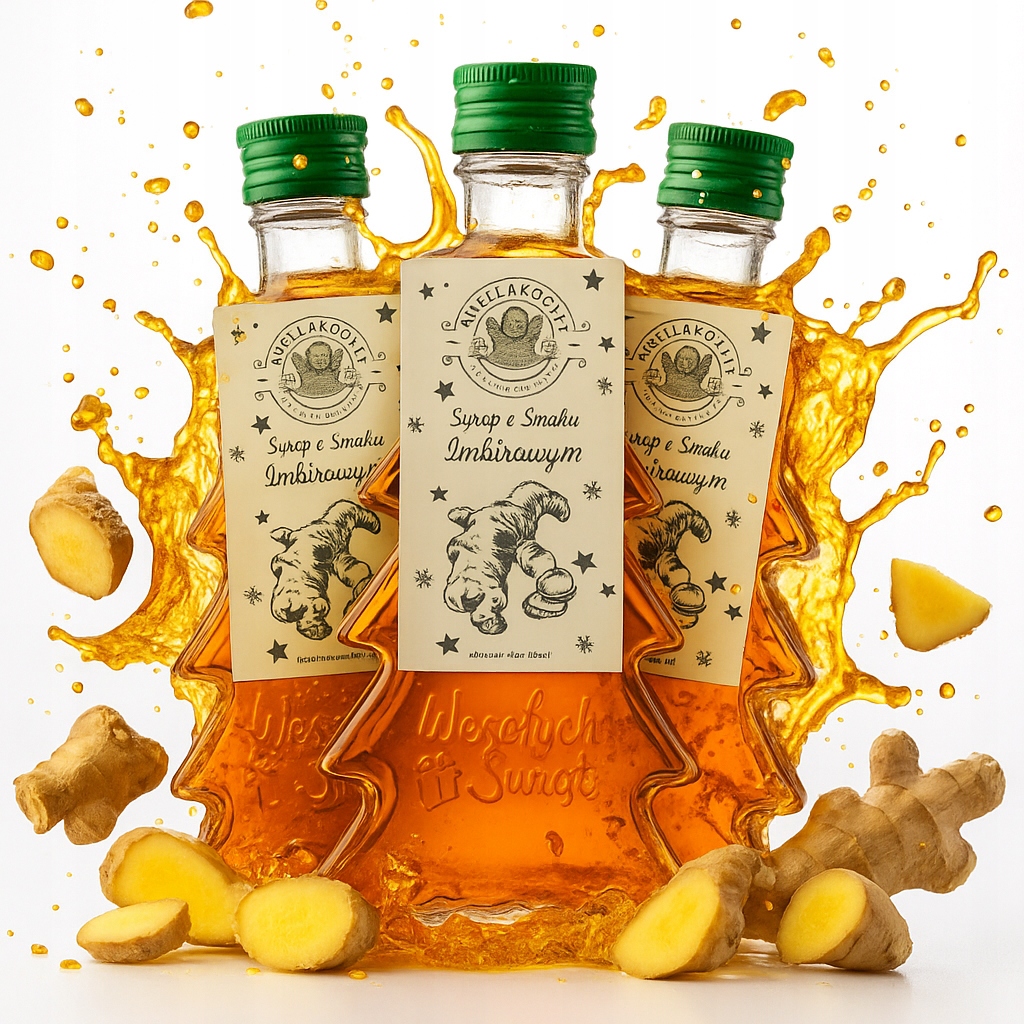 Syrop Okazjonalna Choinka Ze Szkla 200 ML Syrop O Smaku Imbiru Upominek x20