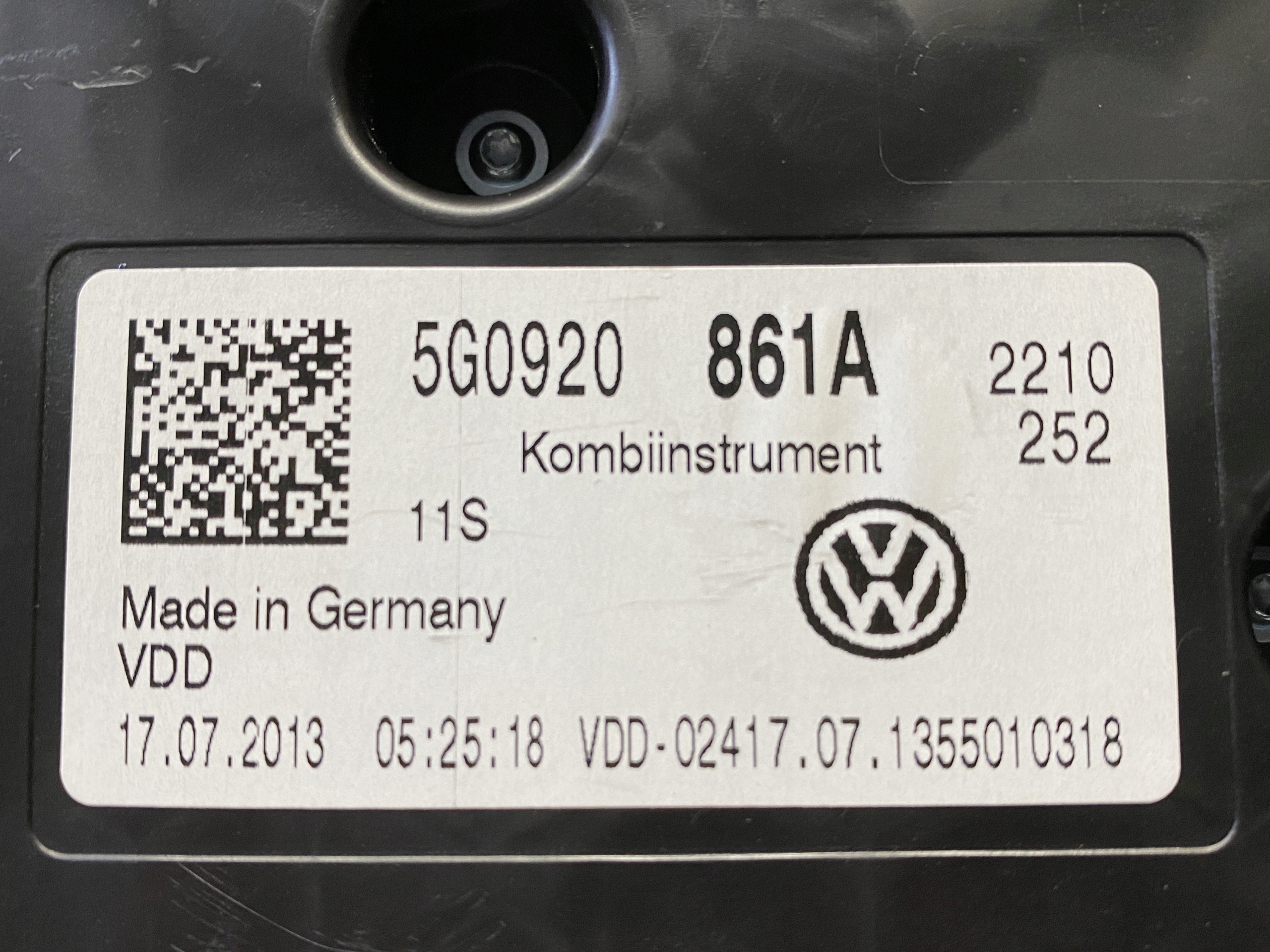 VW GOLF VII 7 TDI dials dials 5G0920861A