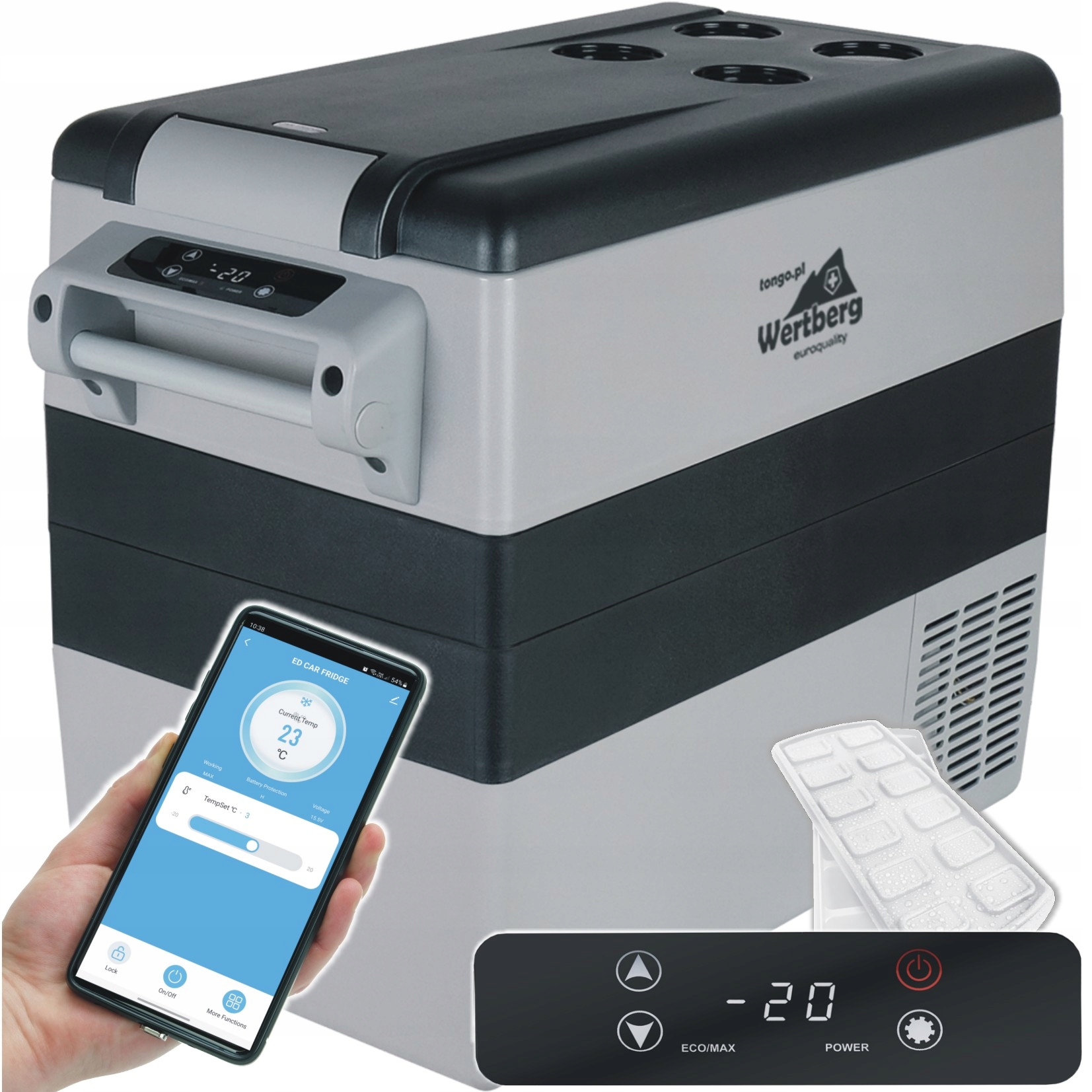 55L lodówka zamrażarka -20°C 12V/24V|230V bluetooth samochodowa sprężarkowa