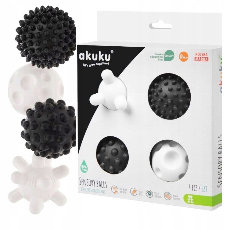 

Akuku Piłeczki Piłki Sensoryczne Cz/b 4szt A0469