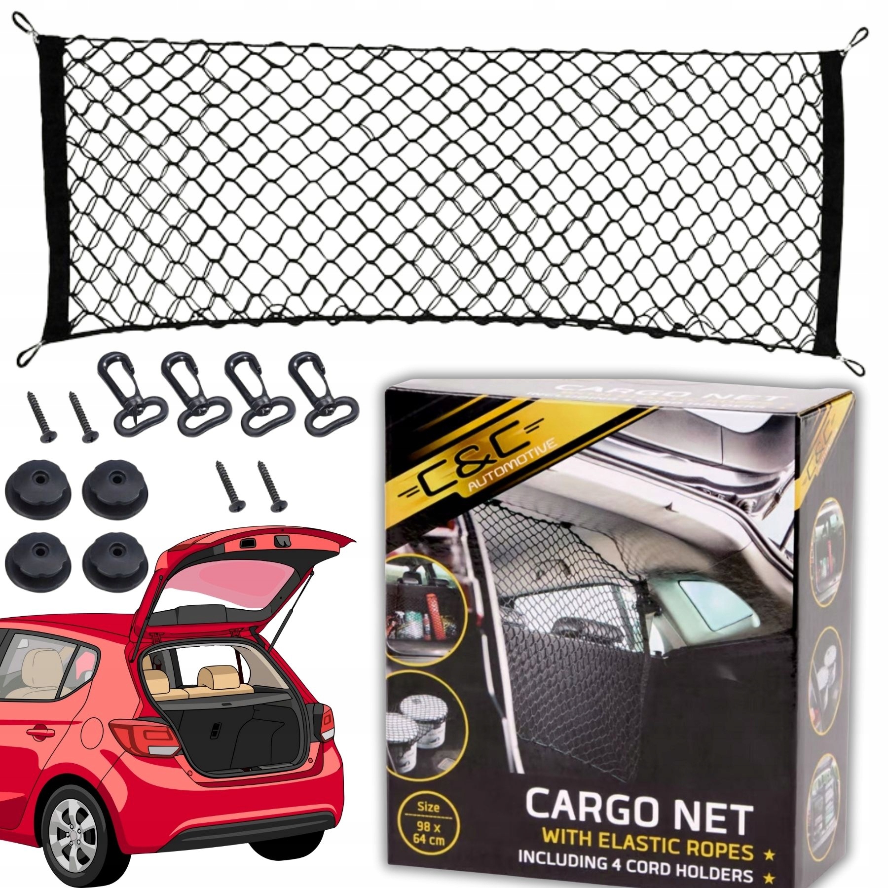 Siatka Do Bagażnika Siatka Do Samochodu Bagażnik Bagażnikowa Mocna Big XXL