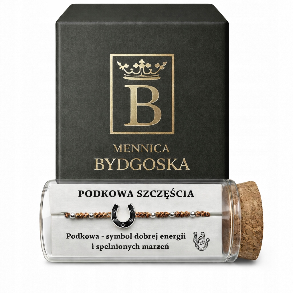 Stříbrný dámský provázkový náramek v láhvi s podkovou stříbro o ryzosti 925