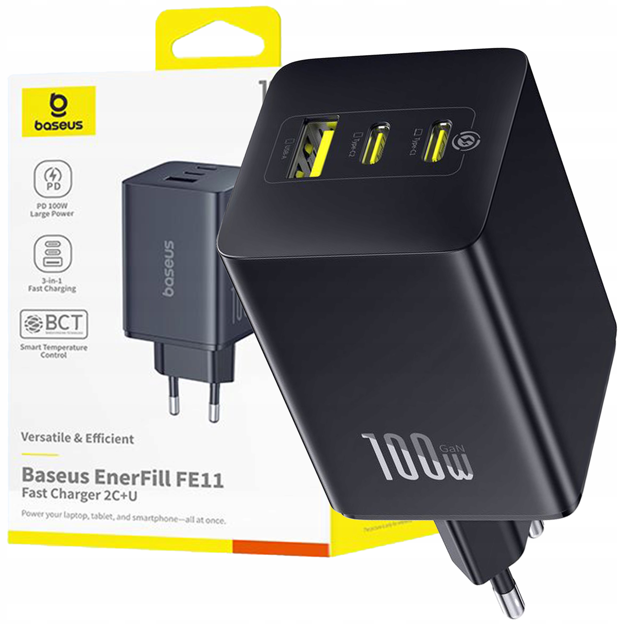 Rychlá Nabíječka 100W Baseus 2x Usb-c Usb-a Síťová Pro Telefon Laptop Pd