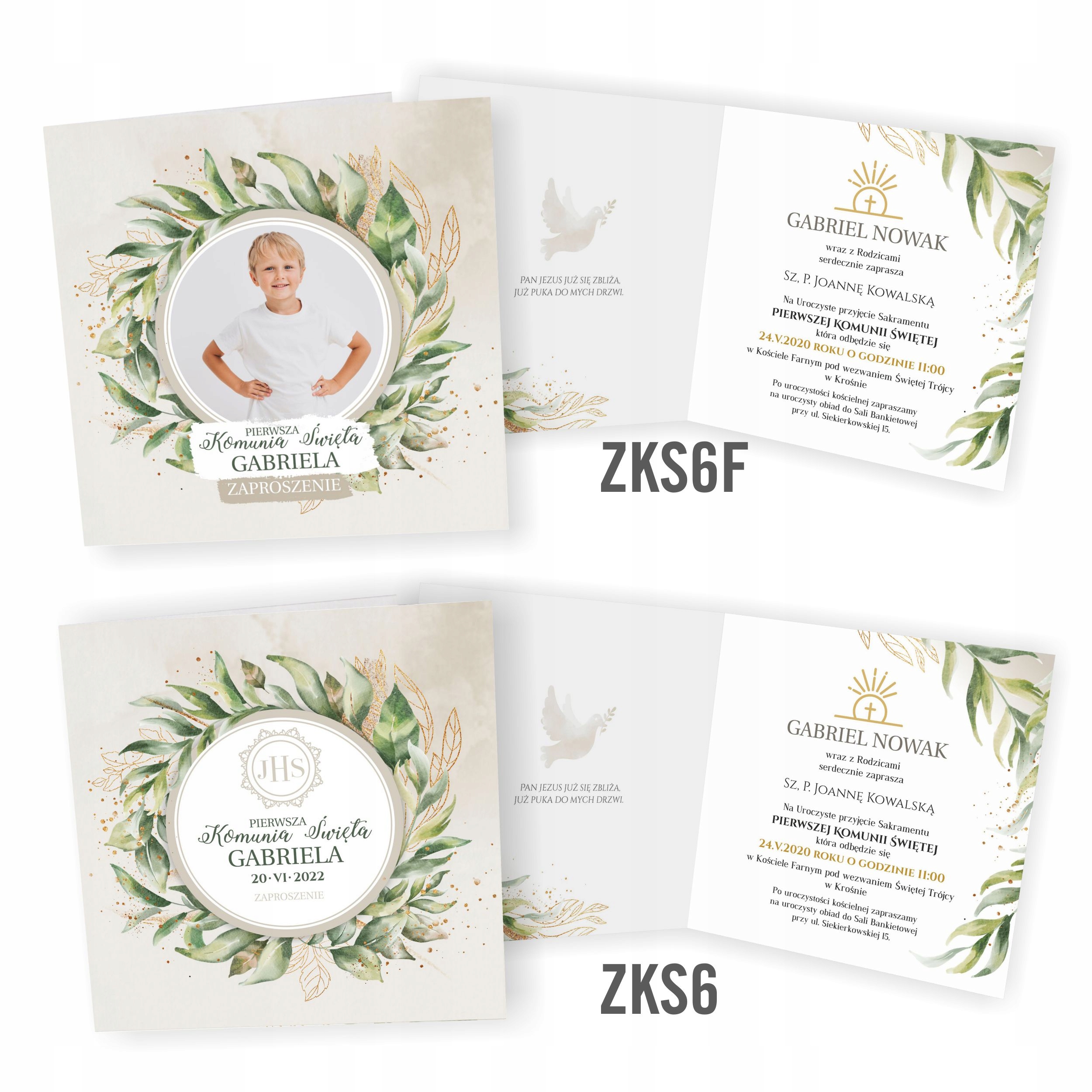Zaproszenie na komunię ze zdjęciem +koperta gratis Grubość papieru 300 g