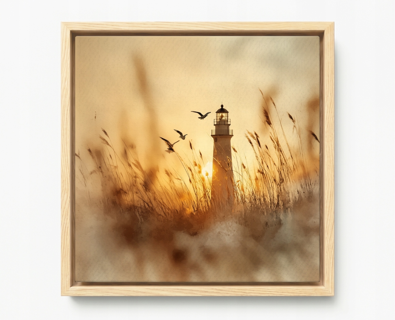 Obraz Rám Americký Box Maják Západ Slunce Mewy 50x50