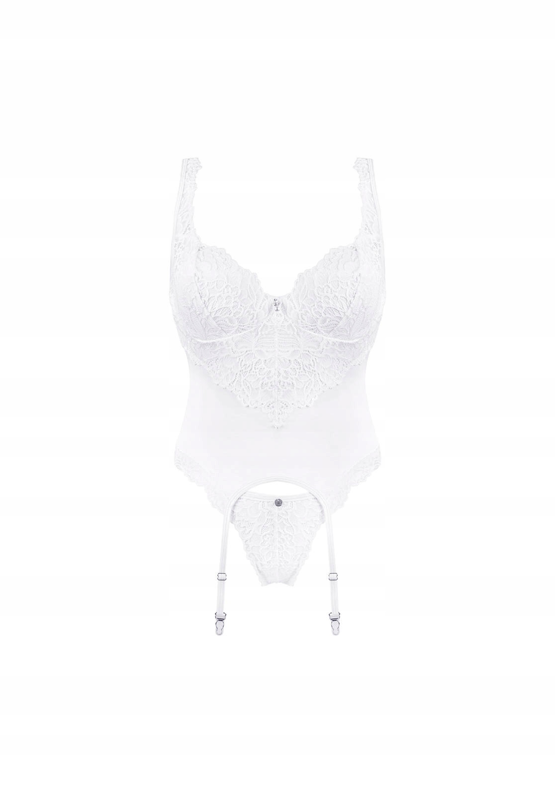 Bílý korzet Obsessive Amor Blanco, krajkový s kosticemi, velikost S/m