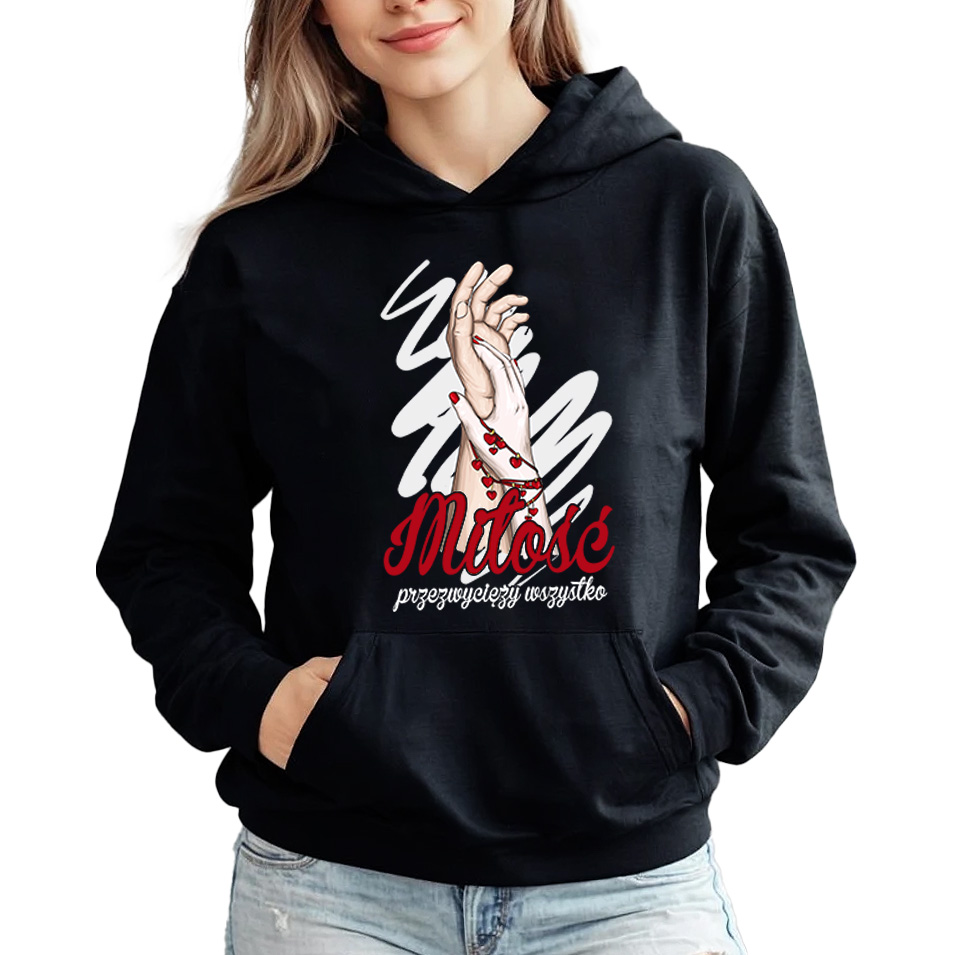 Mikina Černá Láska Zvítězí Ženská motivace Girl Power jako Dárek M