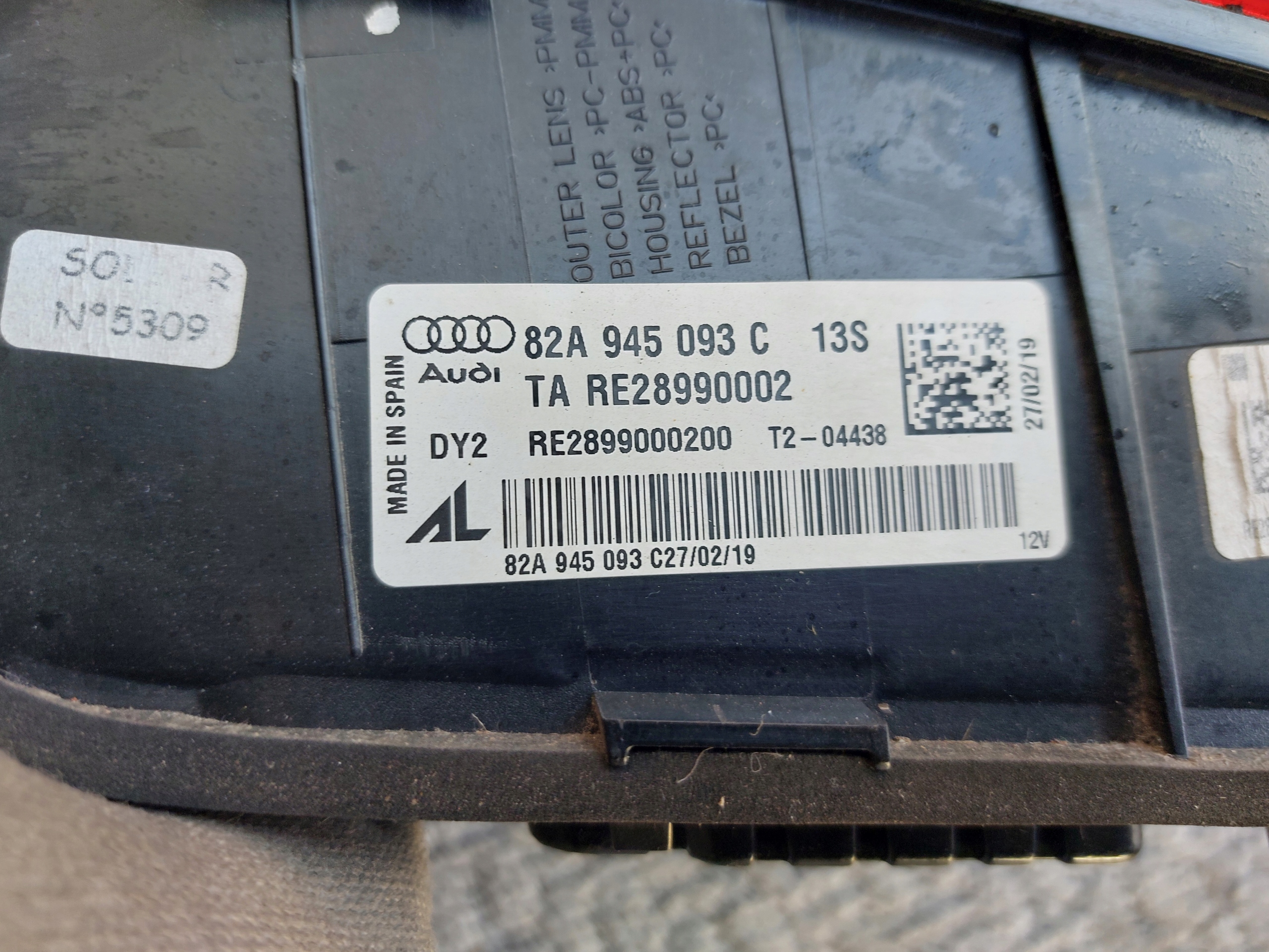 AUDI A1 II 82A light bonnet left rear LED 82A945093C