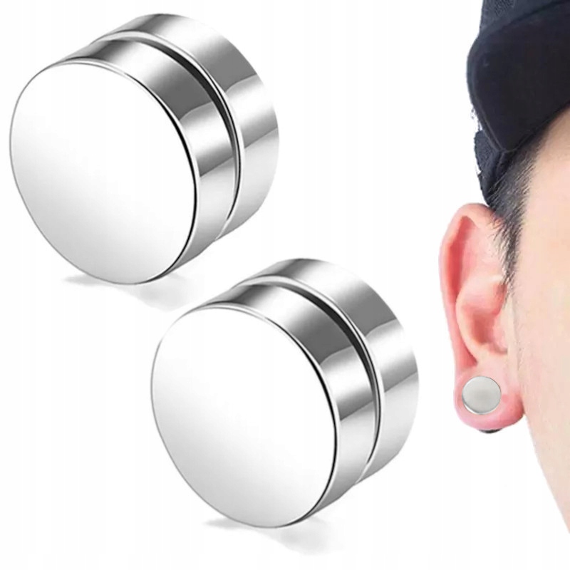 KLIPSY DO USZU MĘSKIE KOLCZYKI MAGNETYCZNE UNIWERSALNE 3szt Kolor dominujący czarny