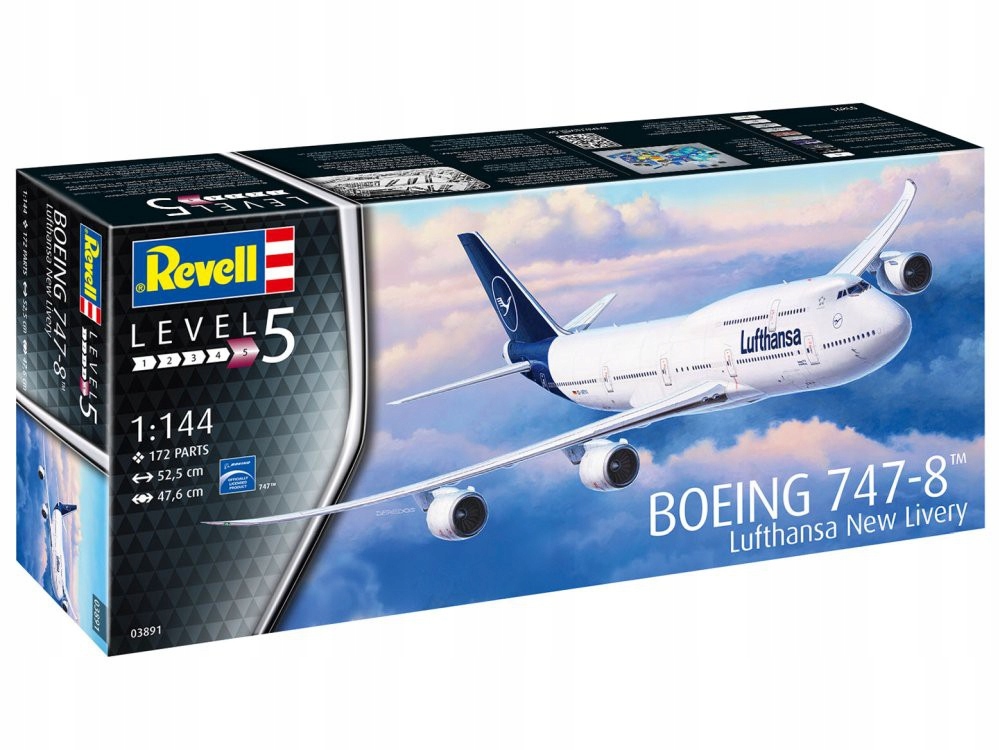 1:144 Letadlo Boeing 747-8 Lufthansa New Revell 03891