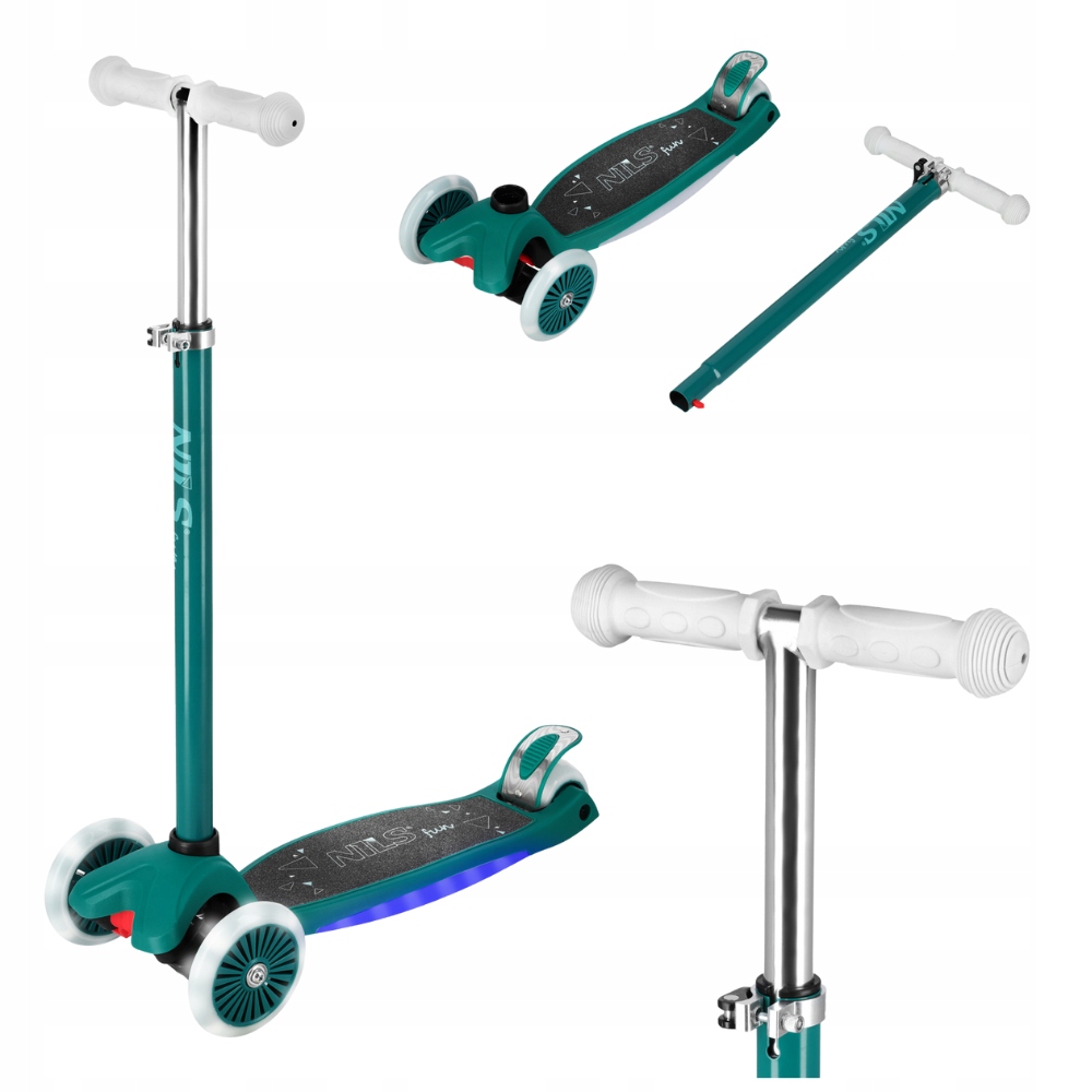 Dětská balanční tříkolová koloběžka s nastavitelnými kaučukovými Led kolečky