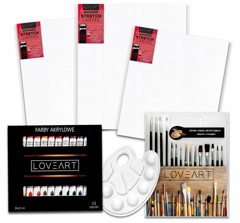 Sada na malování po plátně 30x40, 30x30, 24x30 Akrylové barvy 24x12ml