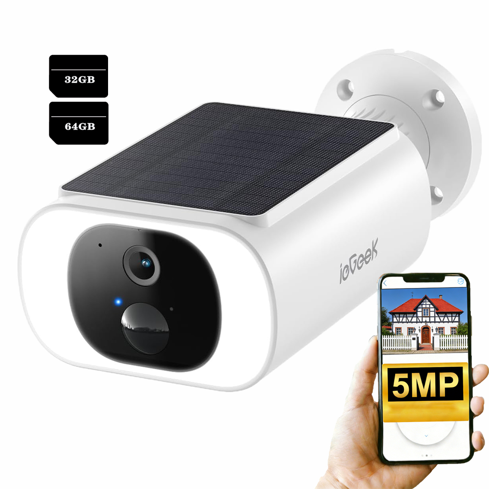 Venkovní Wifi solární kamera 5MPX s barevným nočním viděním a paměťovou kartou