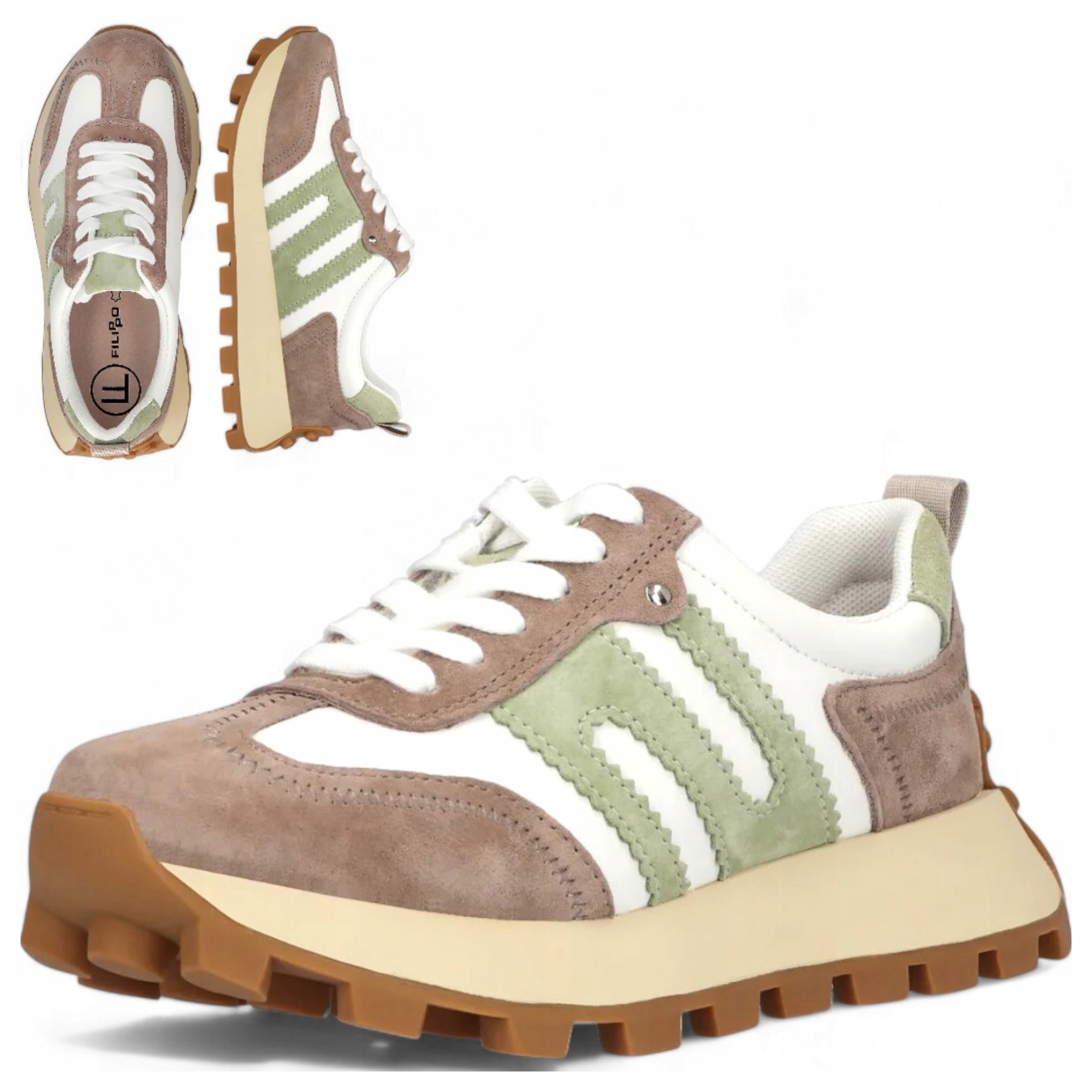 Filippo 41 Dámské polobotky Přírodní Kůže Sportovní obuv letní platforma