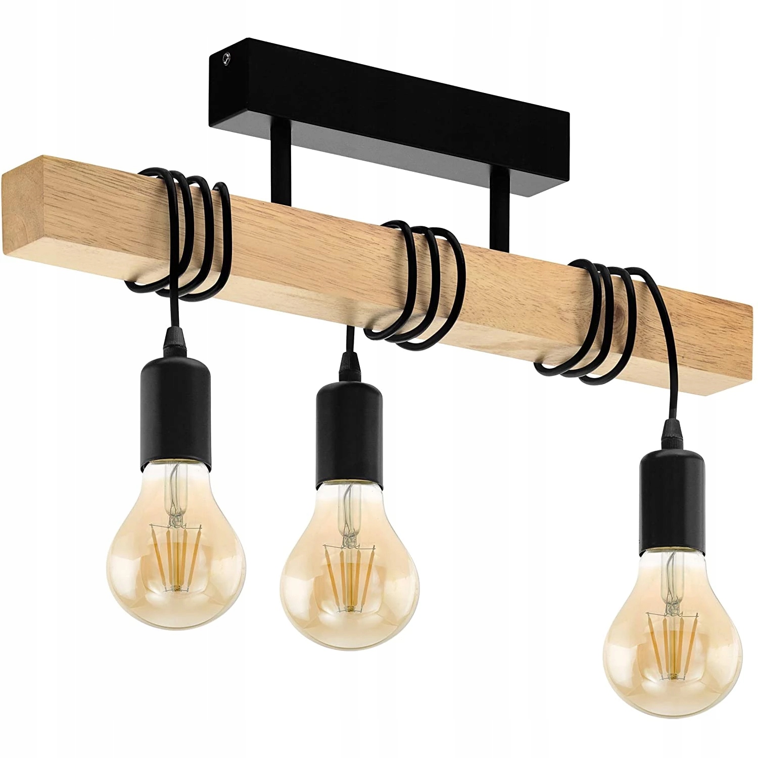 

Lampa Sufitowa Wisząca Metal Z Drewnem Loft Line
