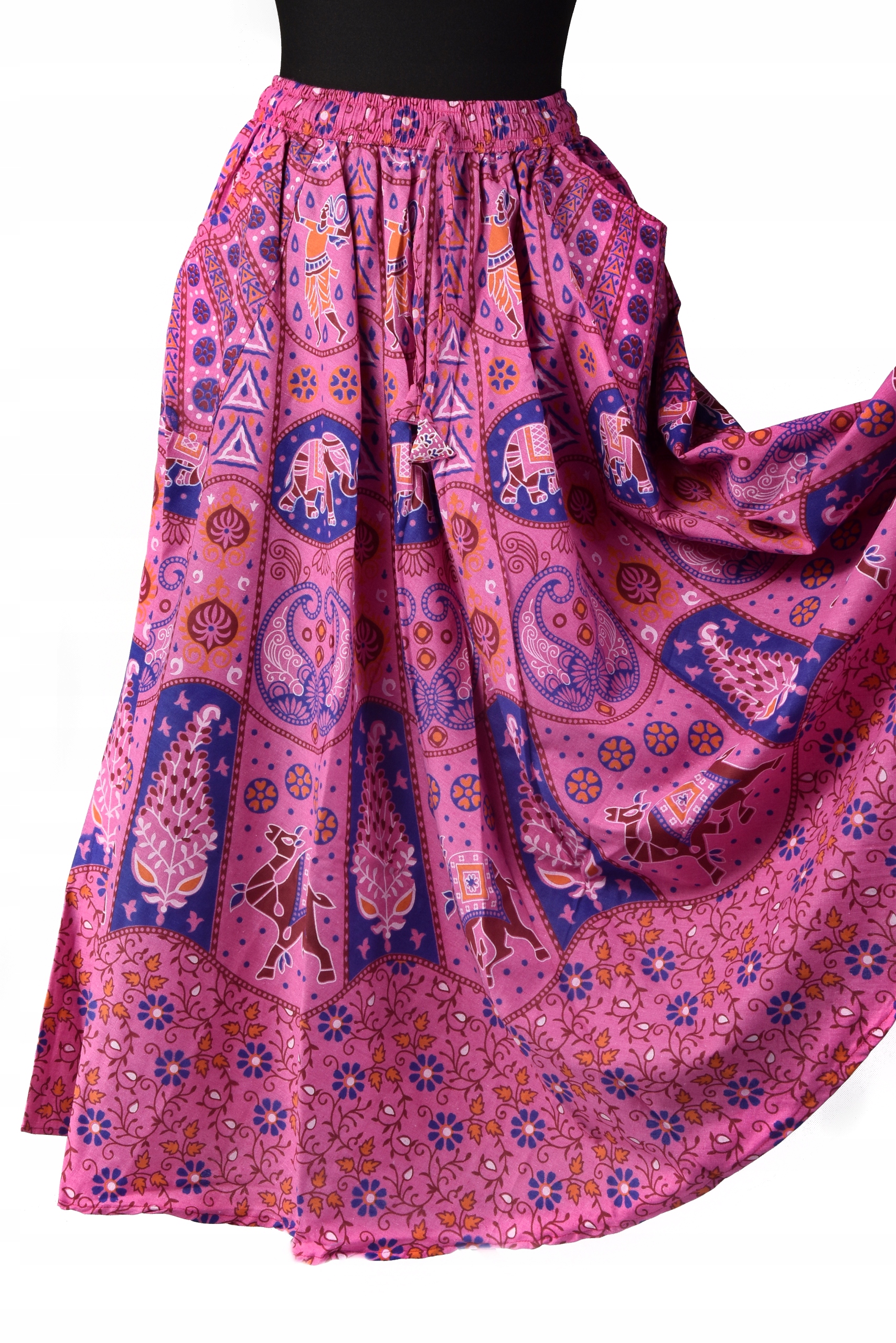 Sukně z Nepálu s dlouhým gypsy, motiv Buddhistický