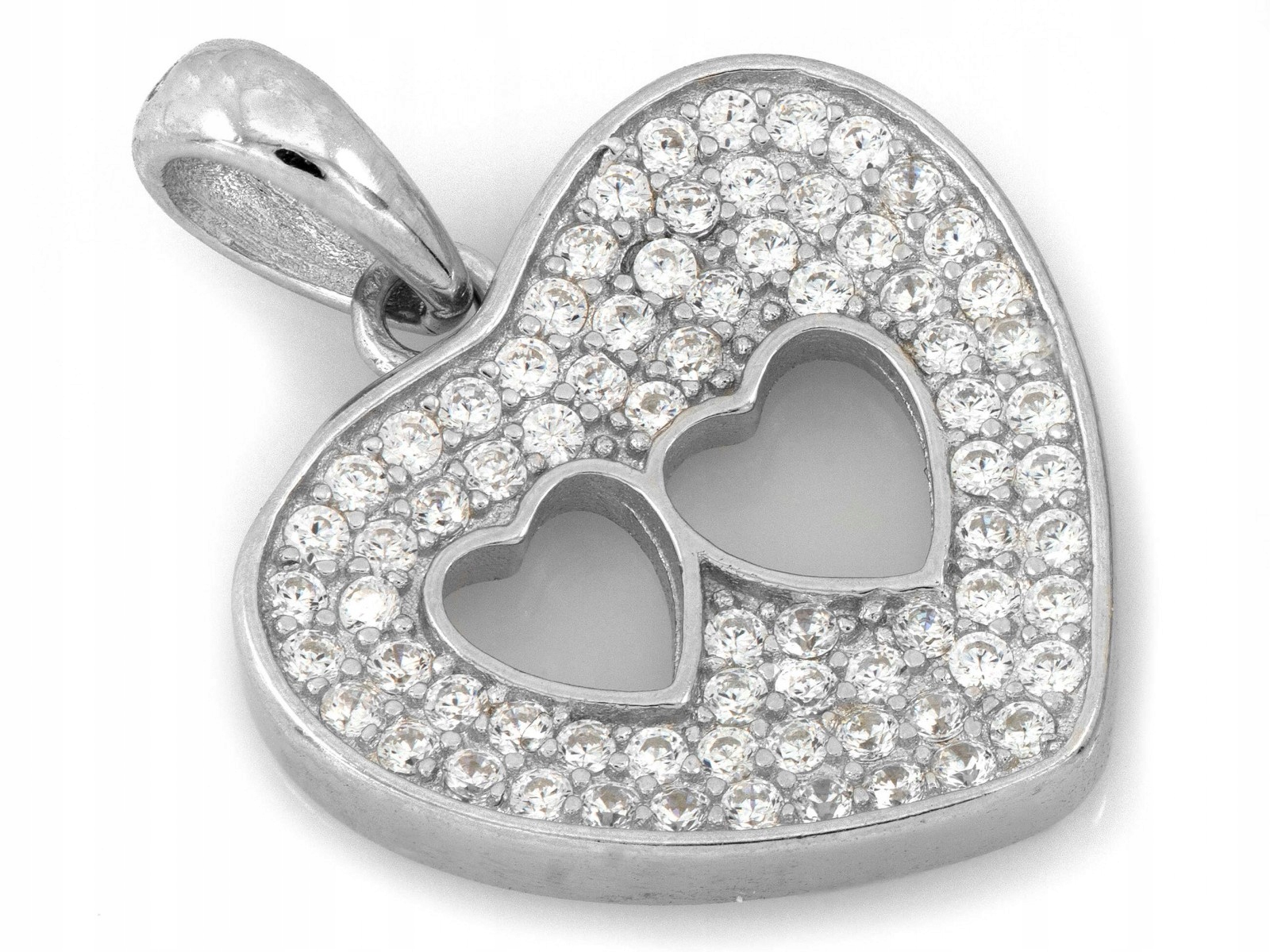 Stříbrný přívěsek srdce 0.925 s zirkony 2.02 g, efektní, lesklý