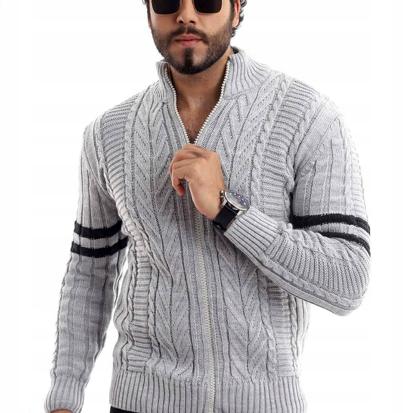 Pánský svetr na zip Mikina Se Stojáčkem Tlustá Teplá s vlnou