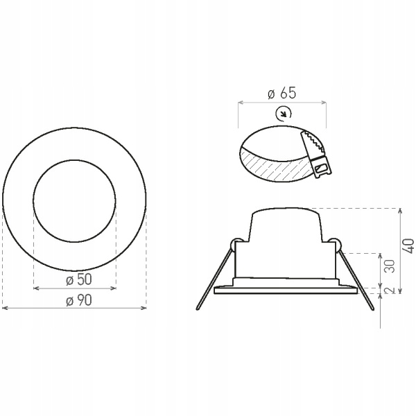 OPRAWA WPUSZCZANA BONO LED 5W CIEPŁA GREENLUX Kod producenta GXLL024