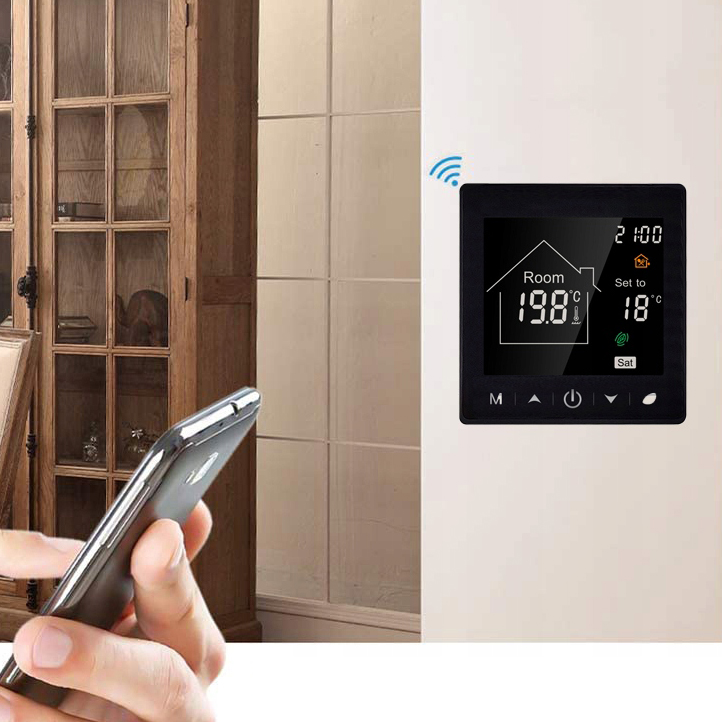 Inteligentny Termostat Obciążalny 16A Podłogówka Czarny TR058C RT WiFi TUYA Seria TR