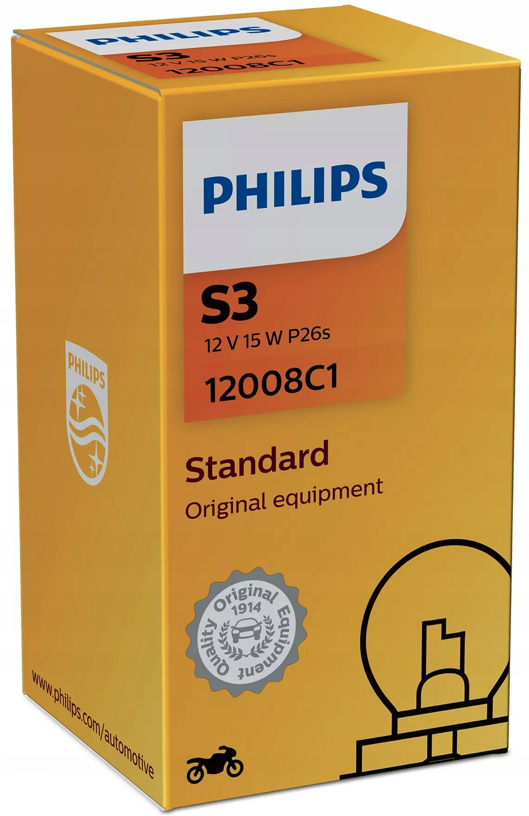 

Philips Żarówka S3 12V 15W P26s Vision Moto +30%