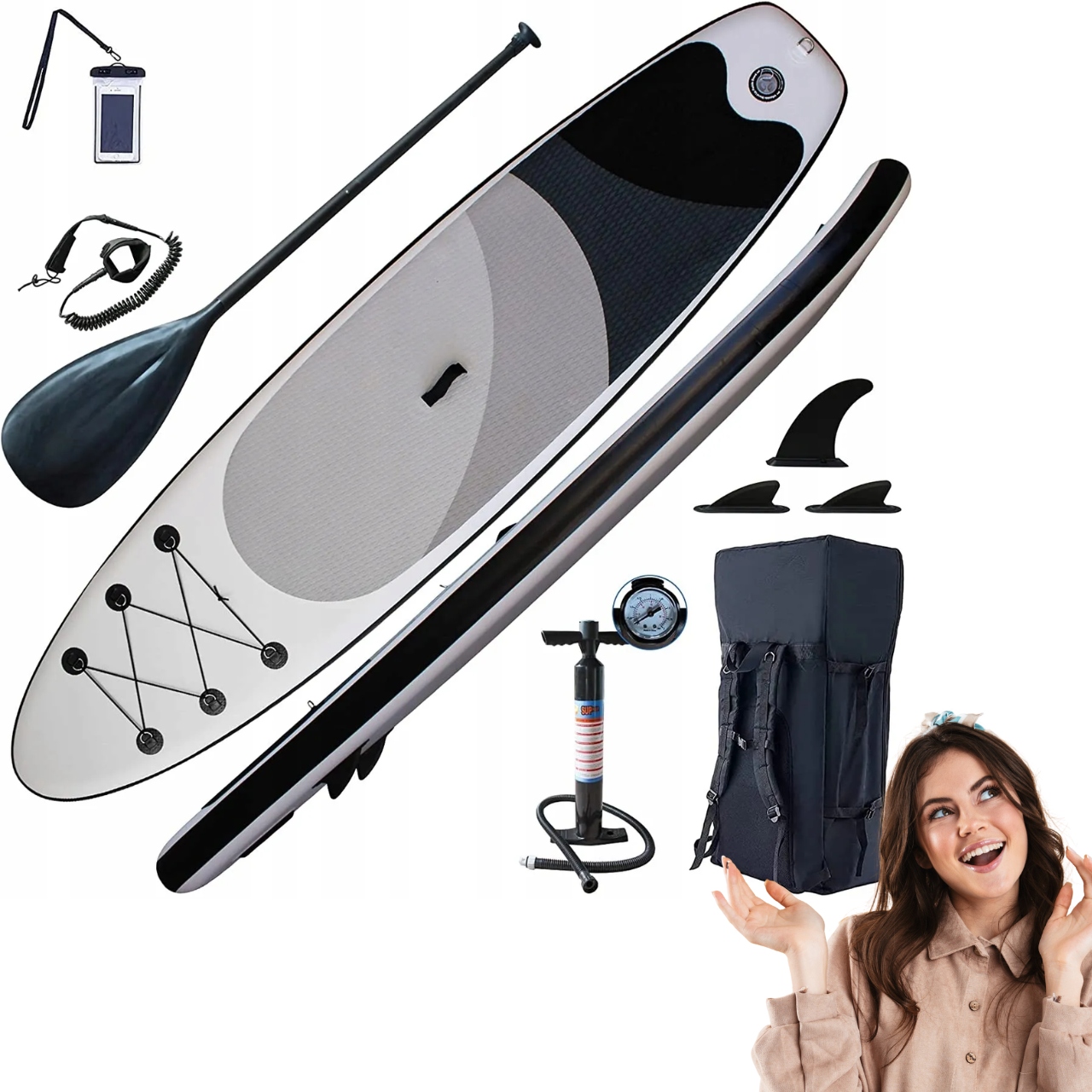 Deska Sup Nadmuchiwana Z Siedziskiem Zestaw 2W1 Do 200 Kg