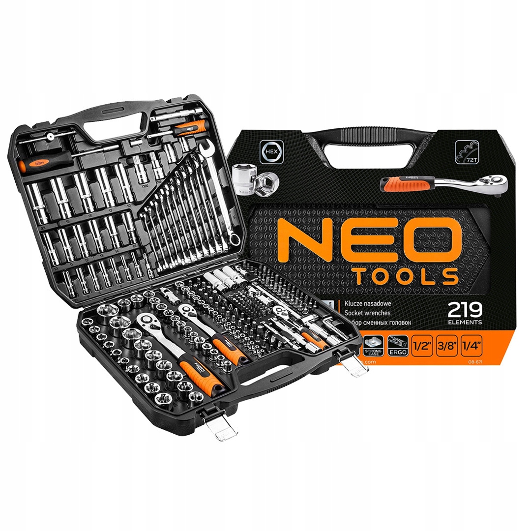 

Zestaw kluczy nasadowych 1/2 3/8 1/4 Neo 219el Crv