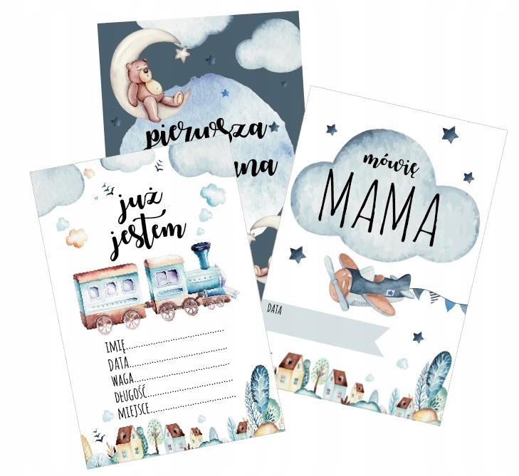 Karty do zdjęć PIERWSZY ROK ŻYCIA niebieskie KARTY
