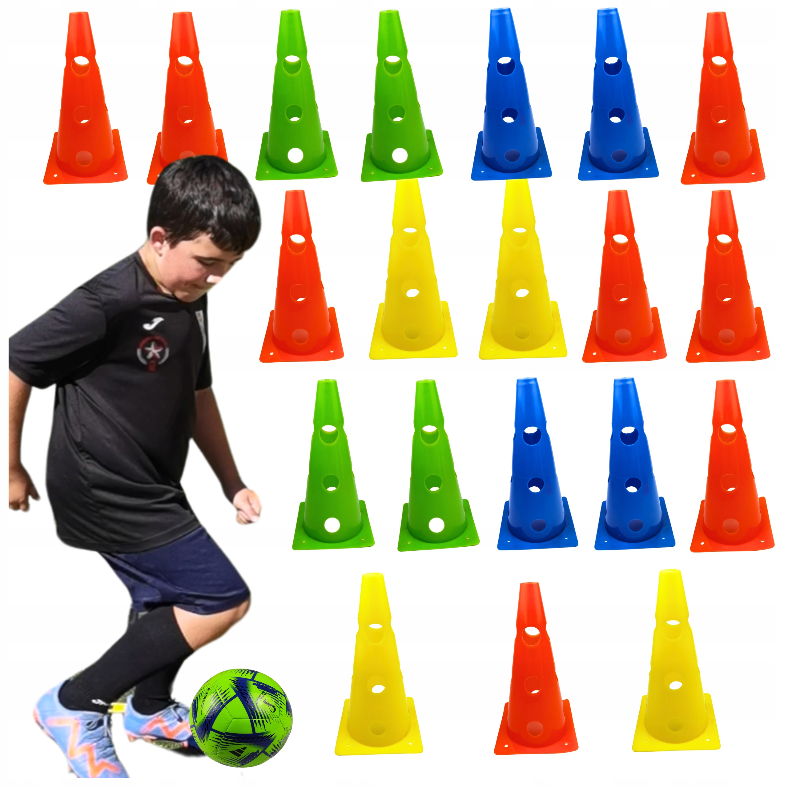 20x Pachołki Treningowe Z Otworami 32cm Stożek Treningowy elastyczny Trenuj