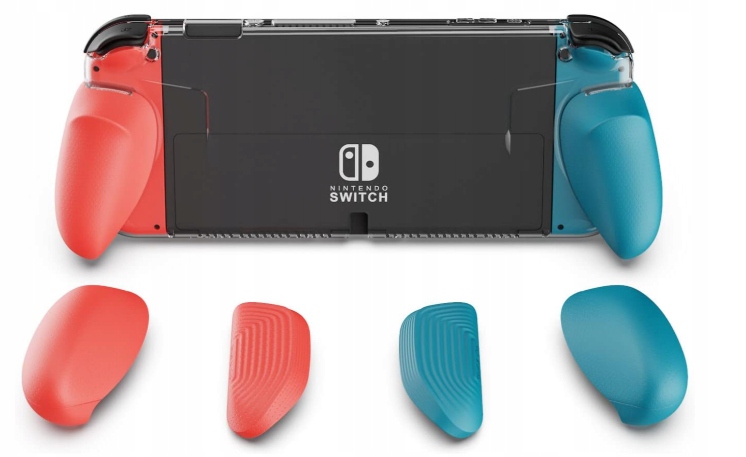 Obudowa GripCase Nintendo przezroczysta z kolorowymi gripami