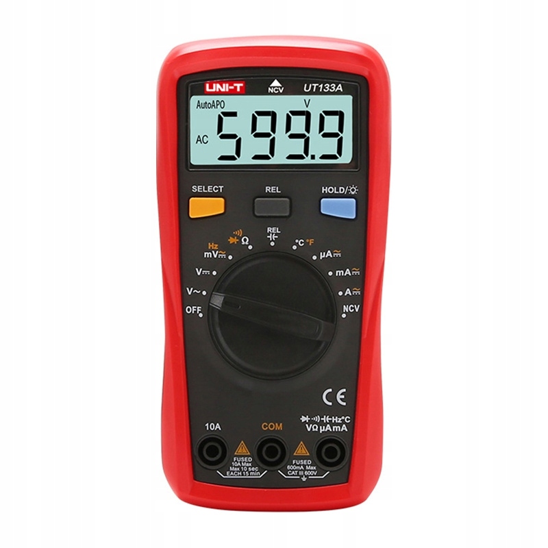 Uni-t UT133A Multimetr Cyfrowy Ncv 600V 10A Pomiar Temperatury Catii LCD
