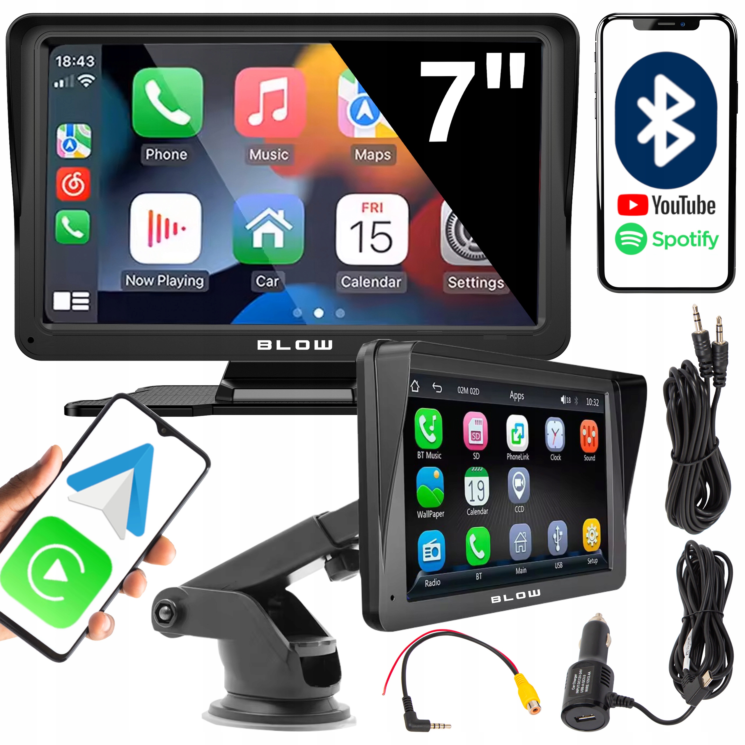 Bezdrôtová Multimediálna Stanica Carplay Mirrorlink 7 Palcov Bluetooth Wifi