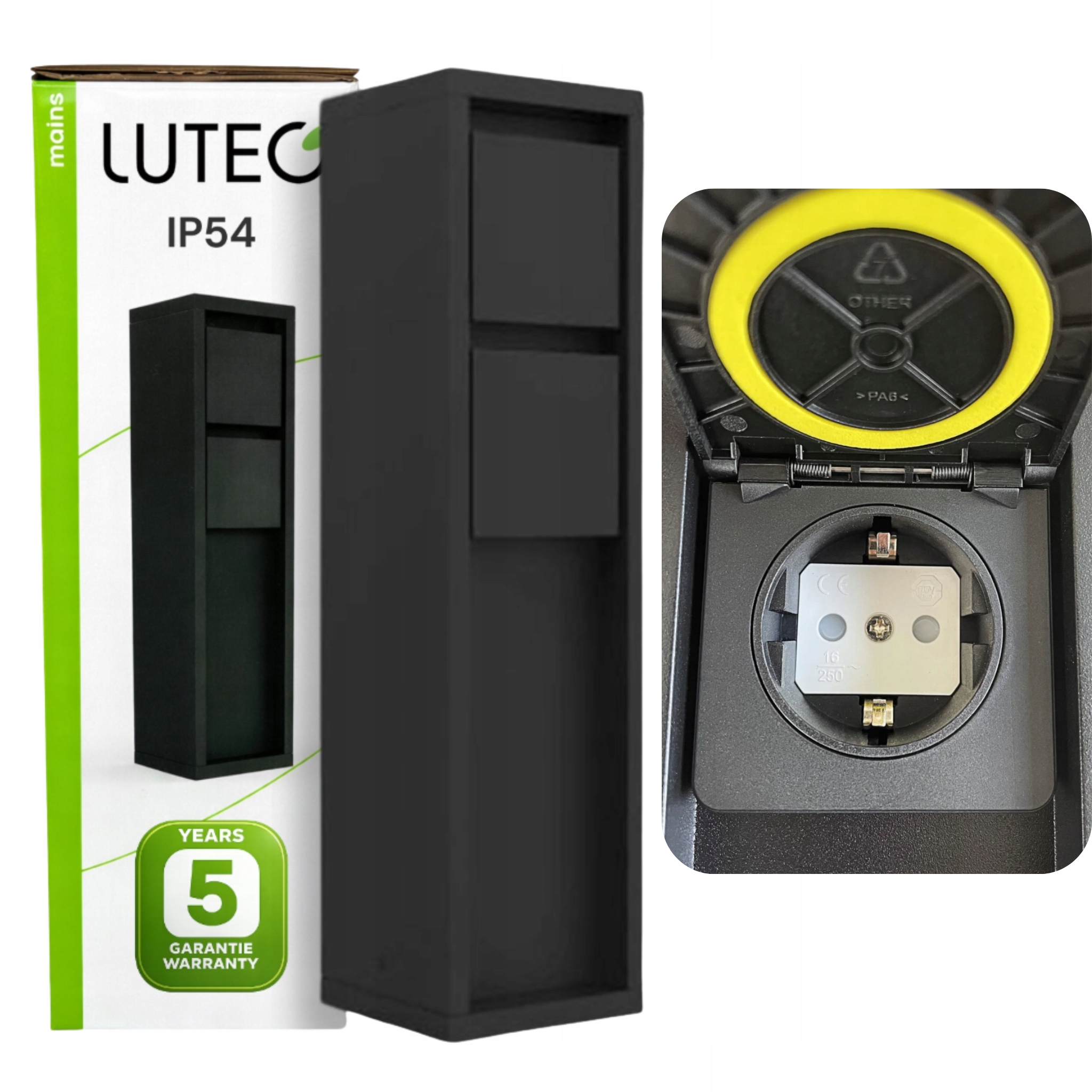 Elektrický napájecí sloupek 2xSCHUKO IP54 Černý Lutec Mains